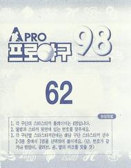 1998 Pro Baseball Stickers #62b Jae-Hak Sim Back