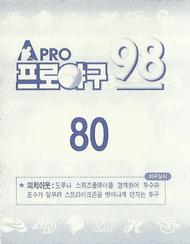 1998 Pro Baseball Stickers #80 Won-Hyung Kim Back