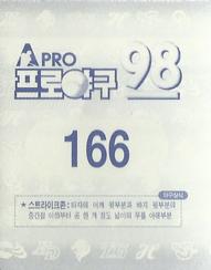 1998 Pro Baseball Stickers #166 Kap-Ryong Jin Back