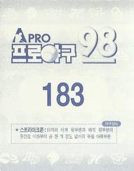 1998 Pro Baseball Stickers #183 Sang-Keun Park Back