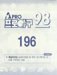 1998 Pro Baseball Stickers #196 Chang-Ho Choi Back