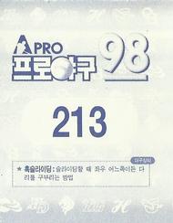 1998 Pro Baseball Stickers #213 Joon-Ho Jun Back
