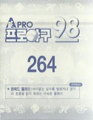 1998 Pro Baseball Stickers #264 Dong-Hwan Moon Back