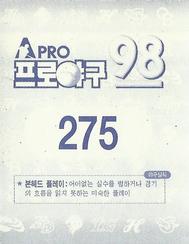 1998 Pro Baseball Stickers #275 Hae-Young Ma Back