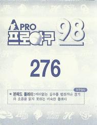 1998 Pro Baseball Stickers #276 Dong-Soo Lee Back