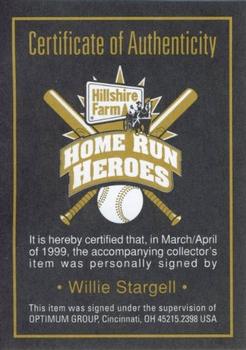 1999 Hillshire Farm Home Run Heroes Autographs - Certificate of Authenticity #NNO Willie Stargell Front