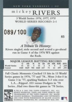 2003 Topps Tribute World Series - Gold #85 Mickey Rivers Back