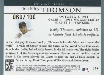 2003 Topps Tribute World Series - Gold #138 Bobby Thomson Back