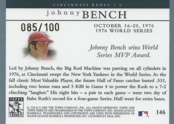 2003 Topps Tribute World Series - Gold #146 Johnny Bench Back