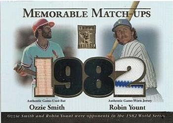 2003 Topps Tribute World Series - Memorable Match-Up Relics #MMR-SY Ozzie Smith / Robin Yount Front