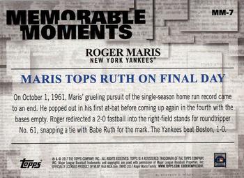 2017 Topps - Memorable Moments #MM-7 Roger Maris Back