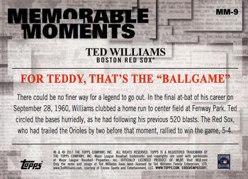 2017 Topps - Memorable Moments #MM-9 Ted Williams Back