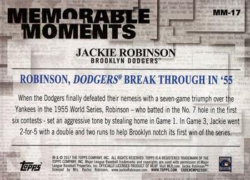2017 Topps - Memorable Moments #MM-17 Jackie Robinson Back