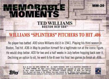 2017 Topps - Memorable Moments #MM-20 Ted Williams Back