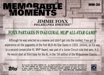2017 Topps - Memorable Moments #MM-26 Jimmie Foxx Back
