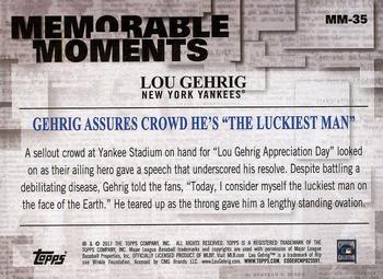2017 Topps - Memorable Moments #MM-35 Lou Gehrig Back