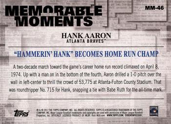 2017 Topps - Memorable Moments #MM-46 Hank Aaron Back
