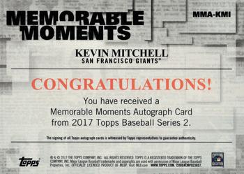 2017 Topps - Memorable Moments Autographs Red #MMA-KMI Kevin Mitchell Back