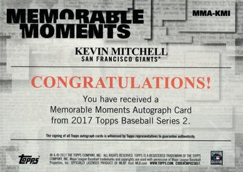 2017 Topps - Memorable Moments Autographs Platinum #MMA-KMI Kevin Mitchell Back