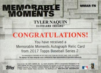 2017 Topps - Memorable Moments Autograph Relics #MMAR-TN Tyler Naquin Back