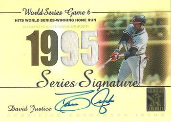 2003 Topps Tribute World Series - Signature Relics #SSA-DJ David Justice Front