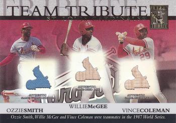 2003 Topps Tribute World Series - Team Tribute Relics #TTR-SMC Ozzie Smith  / Willie McGee / Vince Coleman Front