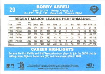 2002 Donruss Originals #20 Bobby Abreu Back