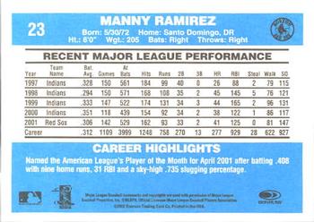 2002 Donruss Originals #23 Manny Ramirez Back