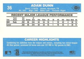 2002 Donruss Originals #36 Adam Dunn Back