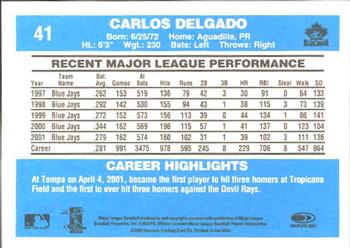 2002 Donruss Originals #41 Carlos Delgado Back
