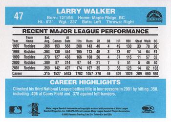 2002 Donruss Originals #47 Larry Walker Back