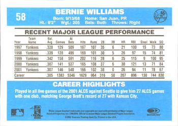 2002 Donruss Originals #58 Bernie Williams Back