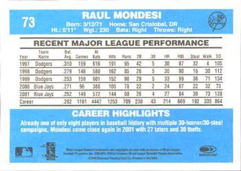 2002 Donruss Originals #73 Raul Mondesi Back