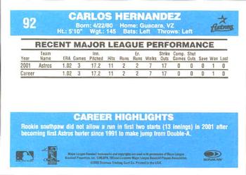 2002 Donruss Originals #92 Carlos Hernandez Back