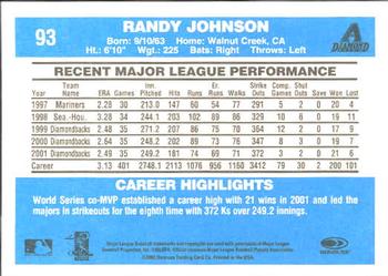 2002 Donruss Originals #93 Randy Johnson Back