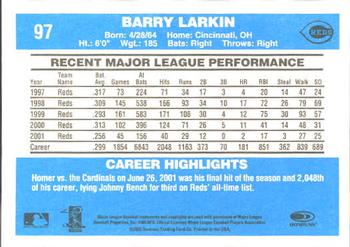 2002 Donruss Originals #97 Barry Larkin Back