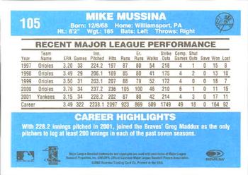 2002 Donruss Originals #105 Mike Mussina Back