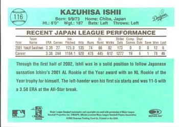 2002 Donruss Originals #116 Kazuhisa Ishii Back