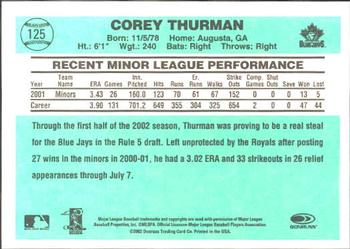 2002 Donruss Originals #125 Corey Thurman Back