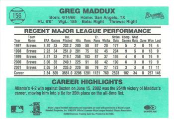 2002 Donruss Originals #156 Greg Maddux Back