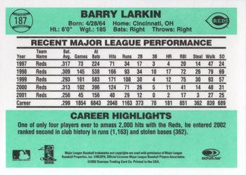 2002 Donruss Originals #187 Barry Larkin Back