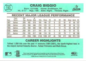 2002 Donruss Originals #193 Craig Biggio Back