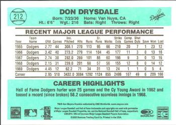 2002 Donruss Originals #212 Don Drysdale Back