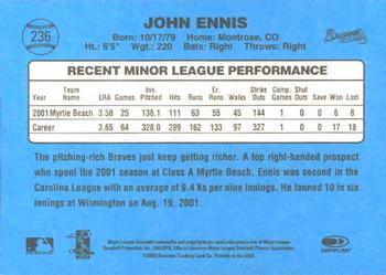 2002 Donruss Originals #236 John Ennis Back