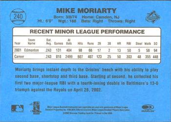 2002 Donruss Originals #240 Mike Moriarty Back