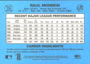 2002 Donruss Originals #256 Raul Mondesi Back