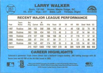 2002 Donruss Originals #261 Larry Walker Back