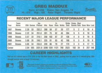 2002 Donruss Originals #277 Greg Maddux Back