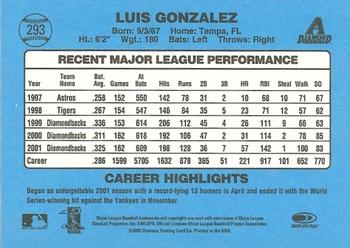 2002 Donruss Originals #293 Luis Gonzalez Back