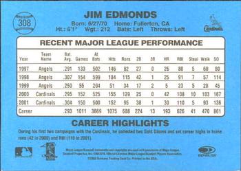 2002 Donruss Originals #308 Jim Edmonds Back